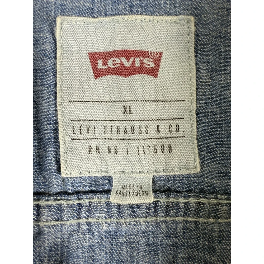 Levis Lightly Distressed Denim Button Shirt Mens XL Blue Cotton Bundle Wash